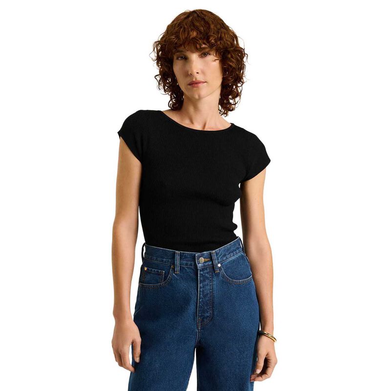 Veronika Maine Ribbed Cap Sleeve Boat Neck Knit image number 0